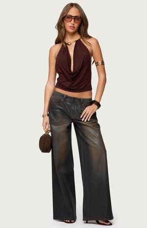 Mileva Cuff Deep Cowl Neck Top image number 5