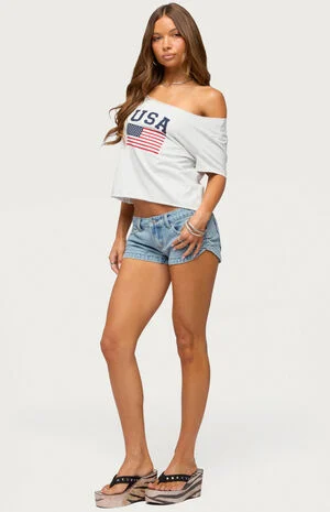USA Babe Off-The-Shoulder T-Shirt image number 4