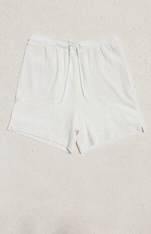 Cream Textured Shorts