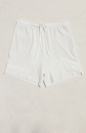 Cream Textured Shorts image number 1