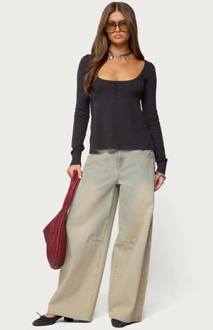 Jaylah Cable Knit Babydoll Top image number 5