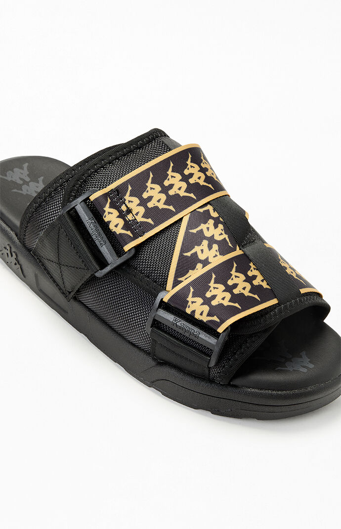 Kappa Black & Gold 222 Banda Mitel 1 Slide Sandals | PacSun