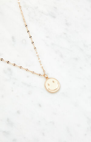 Gold Smiley Necklace image number 2