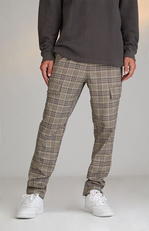 Brown Slim Plaid Pants image number 2