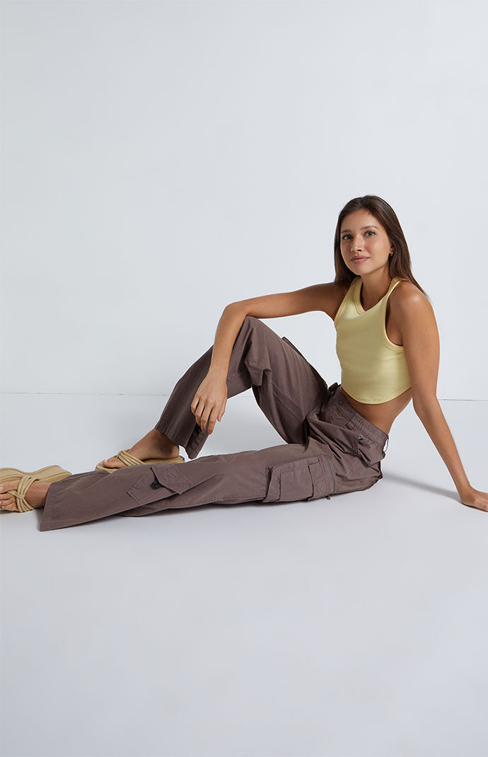レッグウェア babaco RIBBED PANTS BROWN Gymshark Ribbed Cotton Straight Leg Pants - Mocha Mauve