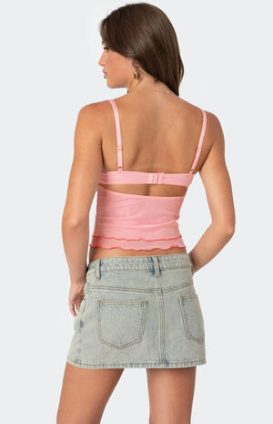 Embroidered Mesh Bra Top image number 4