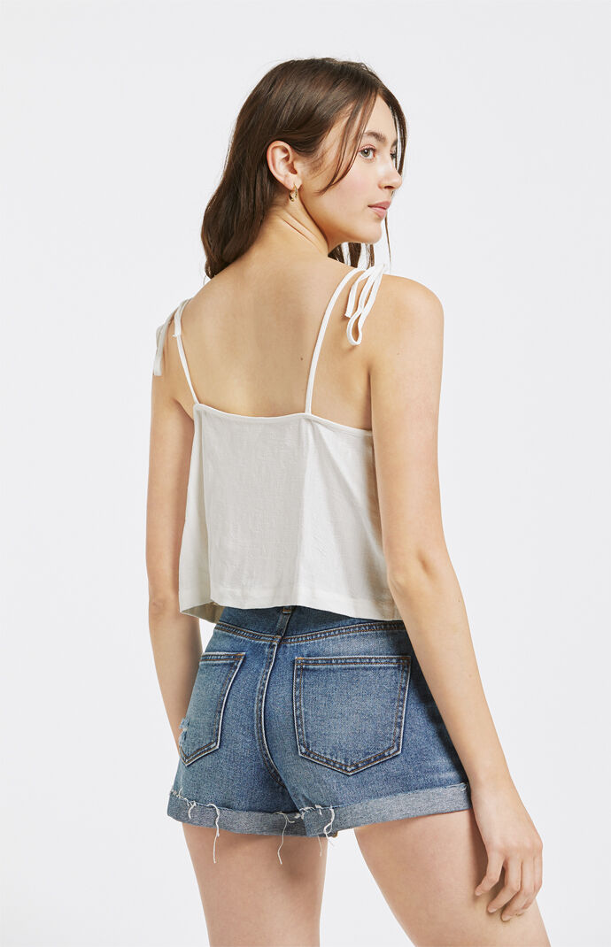 Double Tie Strap Linen Tank Top