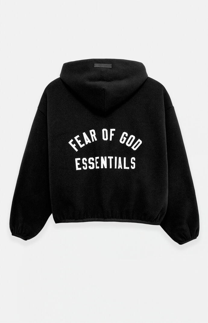 Fear of God ESSENTIALS Women's Black Brushed Yarn Hooded Bomber Jacket