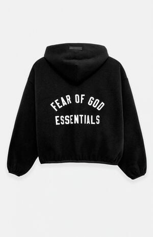 Women's Black Brushed Yarn Hooded Bomber Jacket image number 2