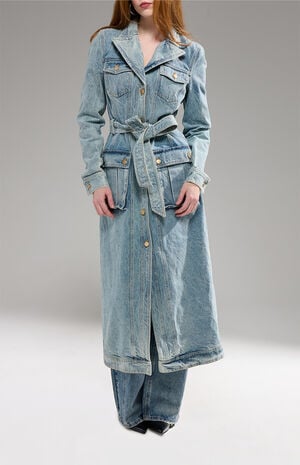 Lucienne Light Wash Denim Trench Coat image number 1