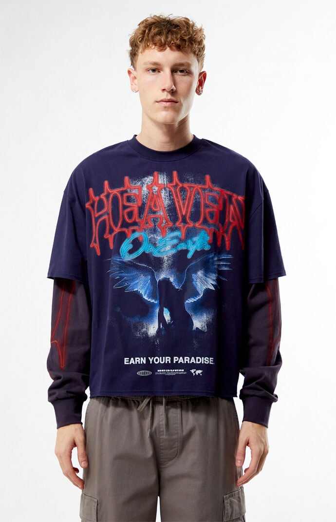 Pacsun Heaven On Earth 2fer Long Sleeve Cropped T-Shirt