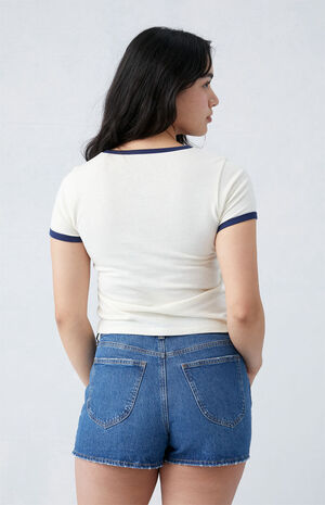 Eco Stretch Dark Indigo Curve Mom Shorts image number 4
