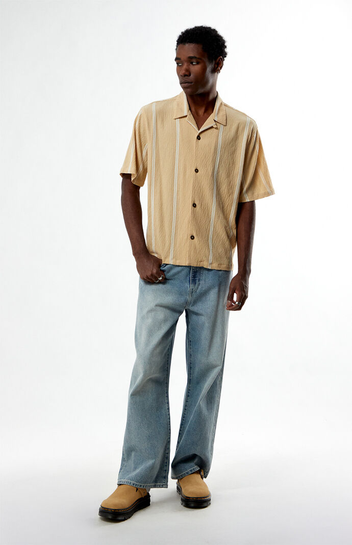 Pacsun Tan Klein Striped Oversized Camp Shirt | PacSun