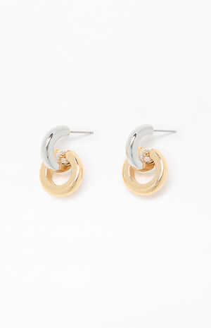 Silver & Gold Circle&nbsp;Earrings image number 2