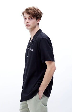 Jet Black Embroidered Camp Shirt image number 3