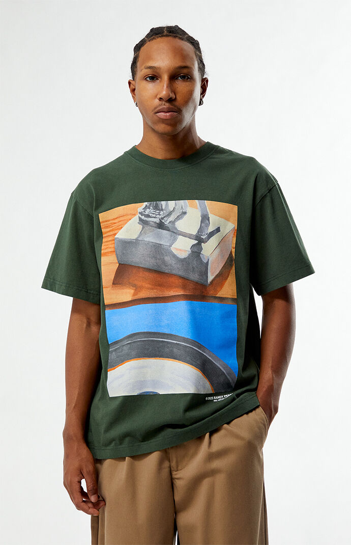RANDY CARPE DIEM Brown×Green Pacsun Pac Artist Network x Randy Perez Green Still T-Shirt