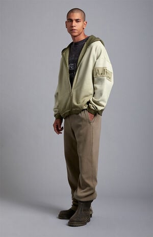 Green Vintage Wash Heavyweight Full Zip Hoodie image number 6