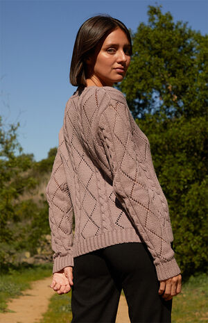 Mauve Cable Knit Cardigan image number 3
