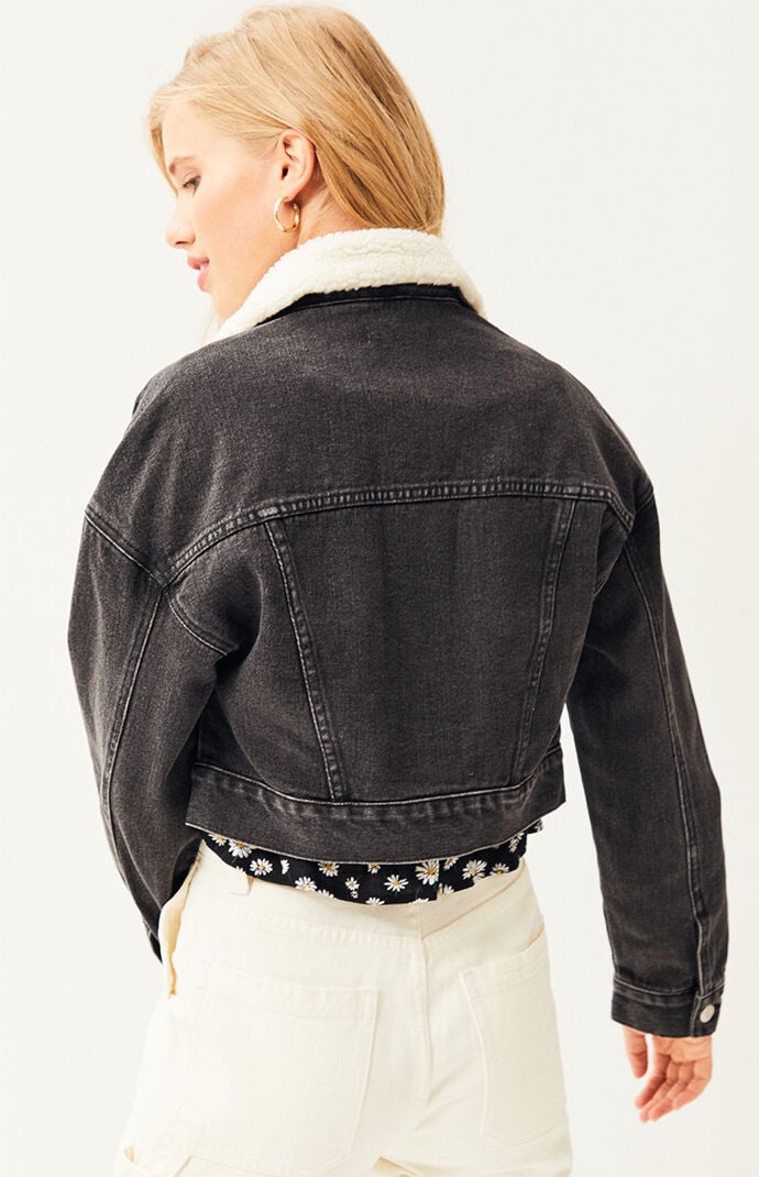 Cropped sherpa trucker online jacket