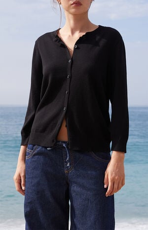 Black Button Down Cardigan image number 1