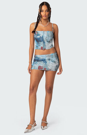 Love Letter Printed Mesh Corset image number 2