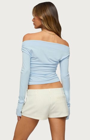 Milane Ruched Off Shoulder Ribbed Top image number 3