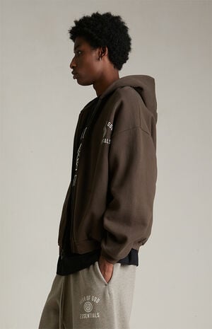 Brown Heavy Fleece University Full Zip Hoodie image number 3