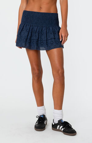 Scrunchy Ruffled Eyelet Mini Skirt image number 2