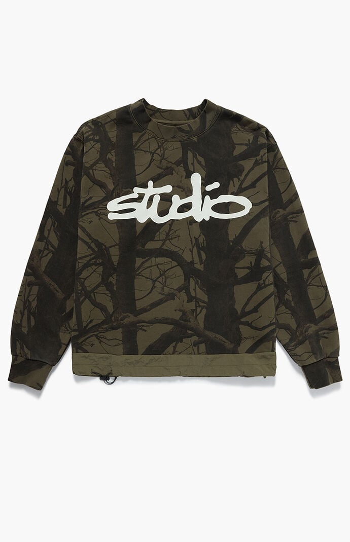 Studio by Supervsn Camo Script Crew Neck Sweatshirt