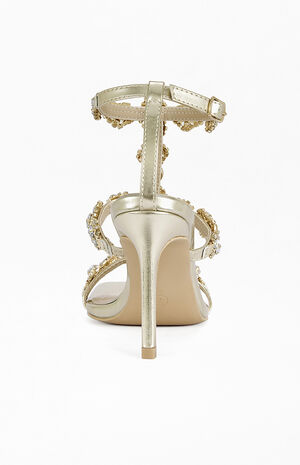 Women's Zeta Gold Rhinestone Stiletto Sandals image number 3