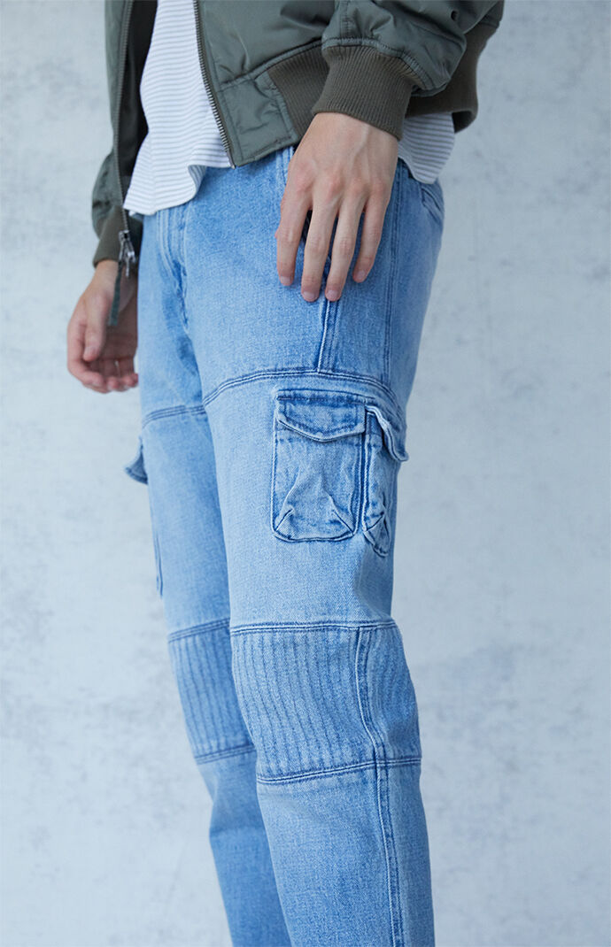 Medium Indigo Skinny Cargo Jeans