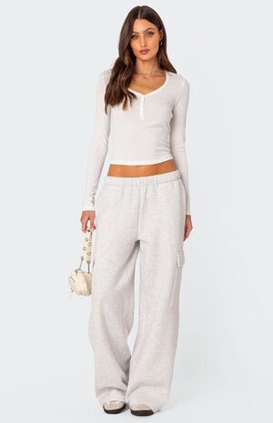Wide Leg Cargo Sweatpants image number 3
