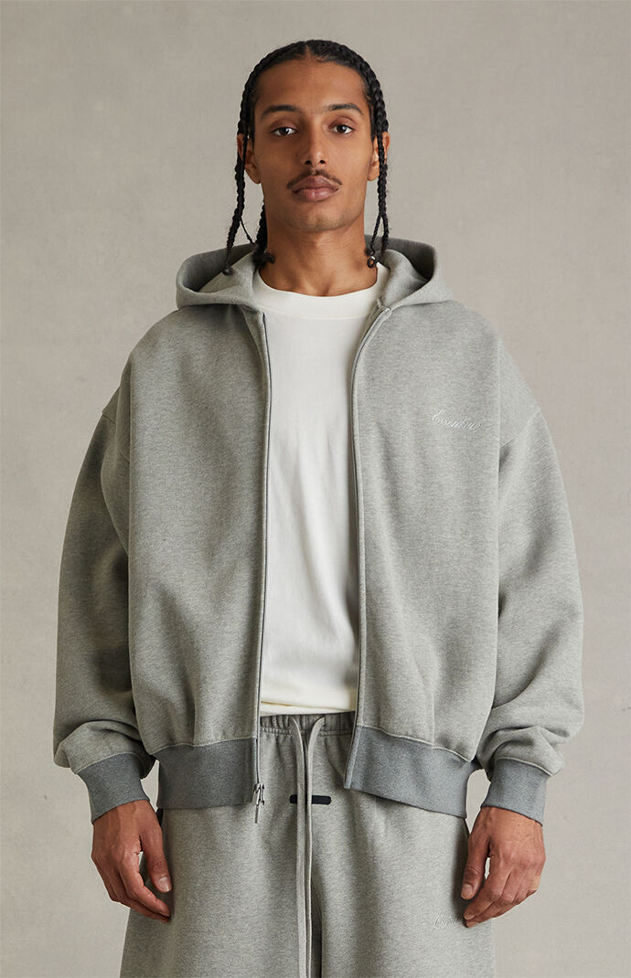 Fear of God ESSENTIALS Concrete Heather Signature Classic Full Zip