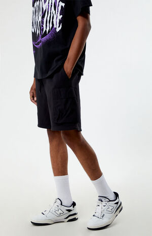 Fleece Black Cargo Shorts image number 3