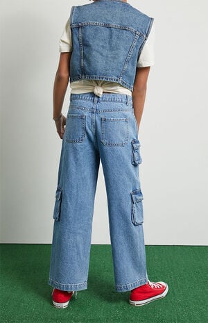 Light Blue Baggy Cargo Jeans Light Blue Baggy Cargo Jeans image number 6