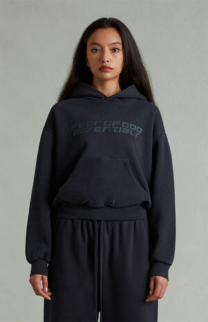 Women's Vintage Black Classic Cropped Hoodie image number 2