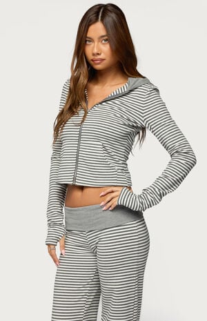 Meggy Striped Zip Up Hoodie image number 2
