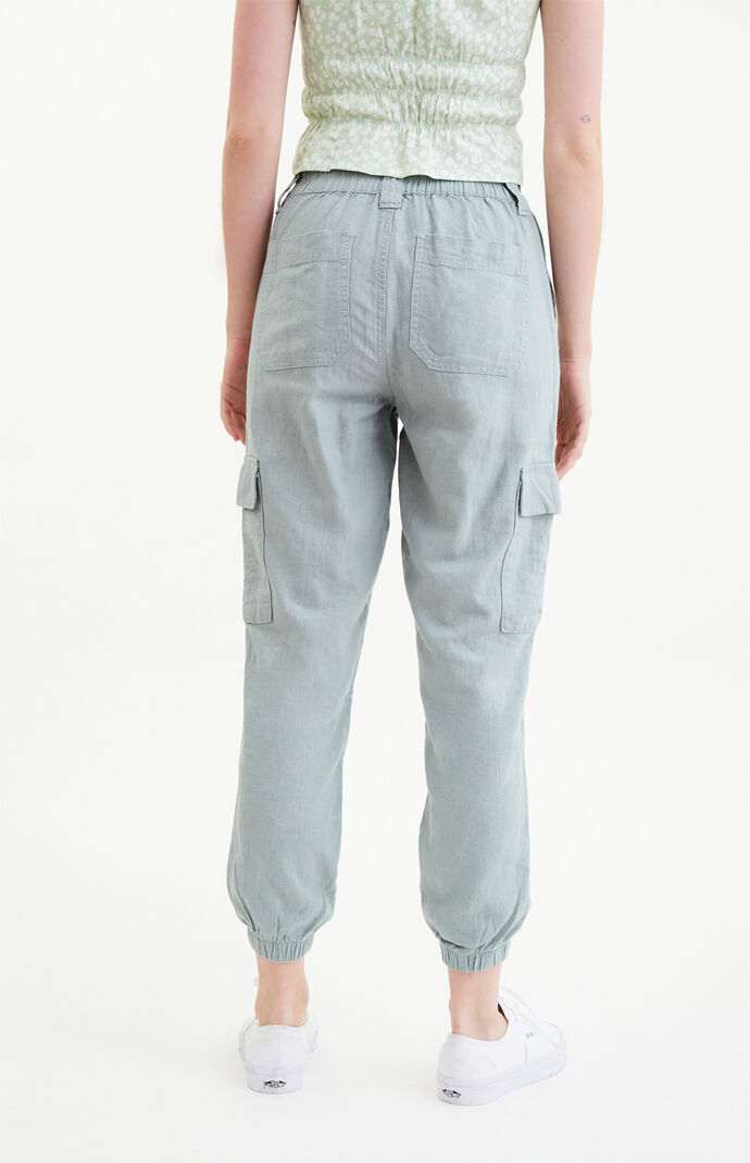 linen cargo jogger pants