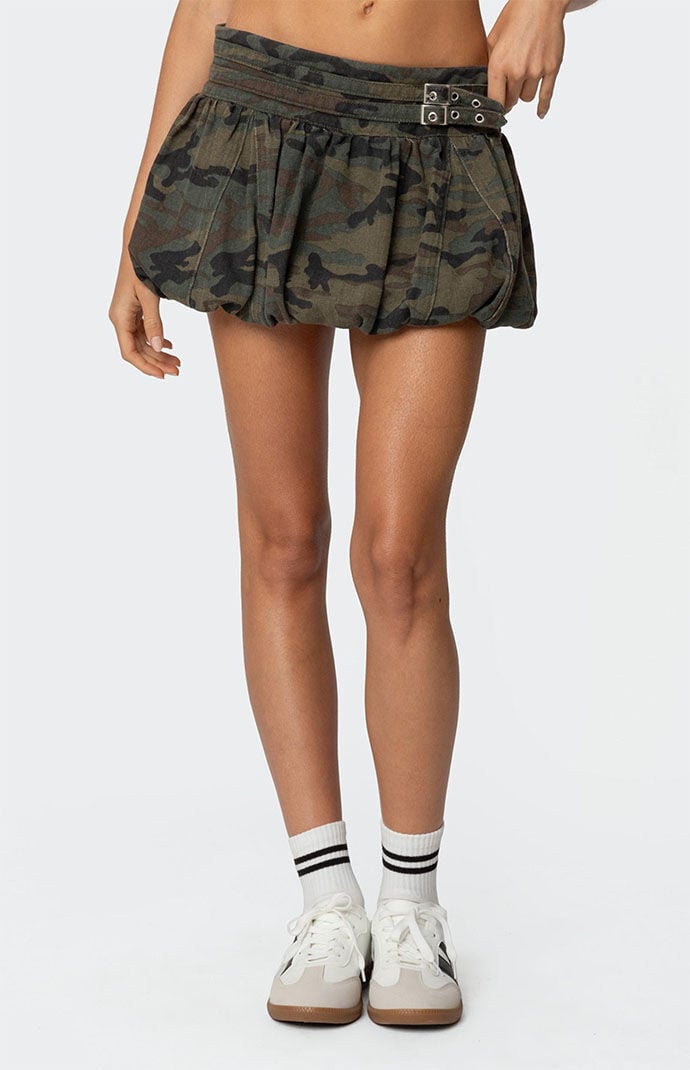 Edikted Camo Belted Bubble Mini Skort | PacSun