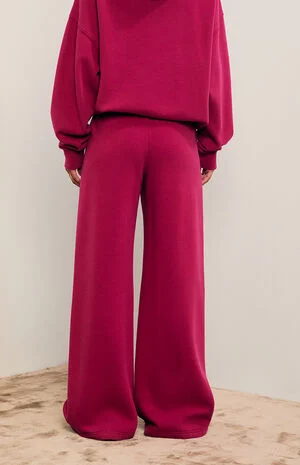 Berry Ultra Soft Fleece Baggy Sweatpants image number 4