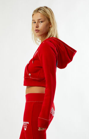Crystal Big T Zip Up Cropped Hoodie image number 2
