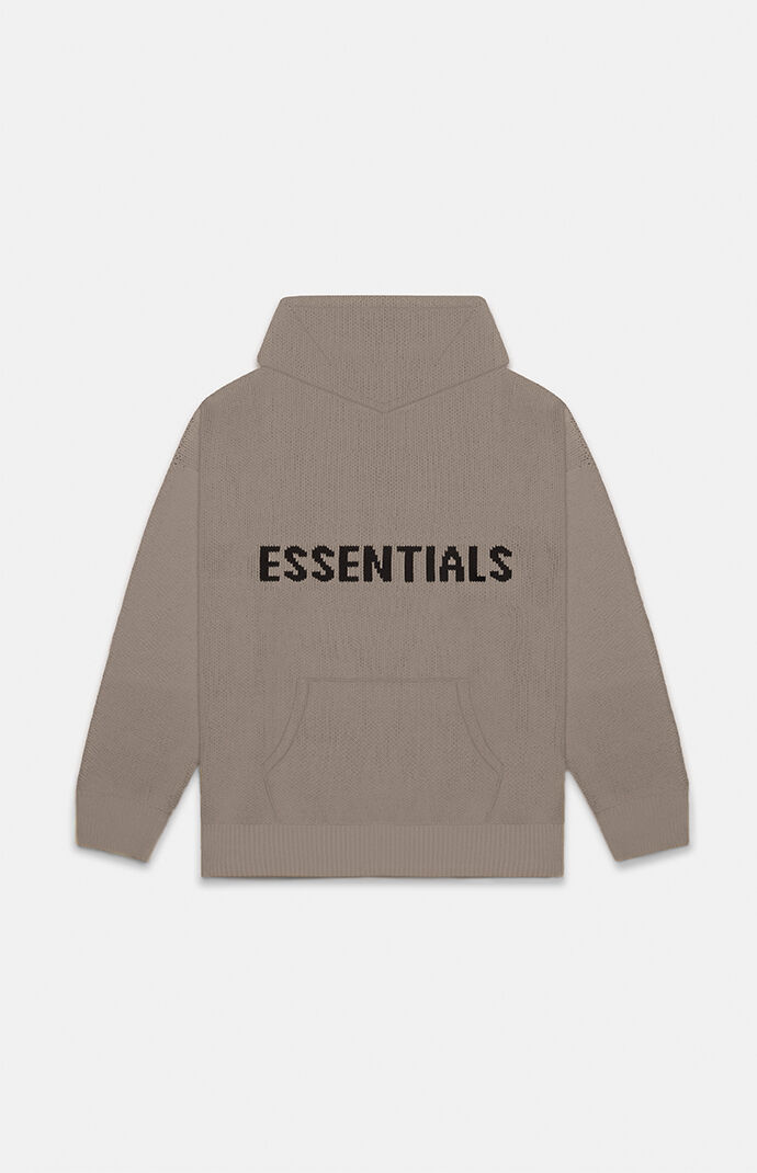 Fear of god sale essentials knit hoodie taupe