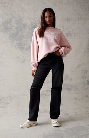 Eco Black Distressed Dad Jeans image number 5