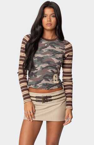 Camo & Stripe Long Sleeve T-Shirt image number 1