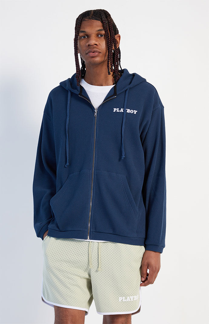Waffle zip sales up hoodie