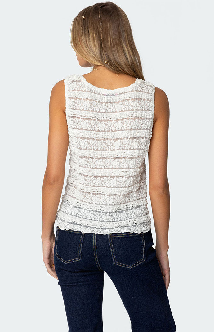 Edikted Evolet Sheer Lace Split Front Top | PacSun