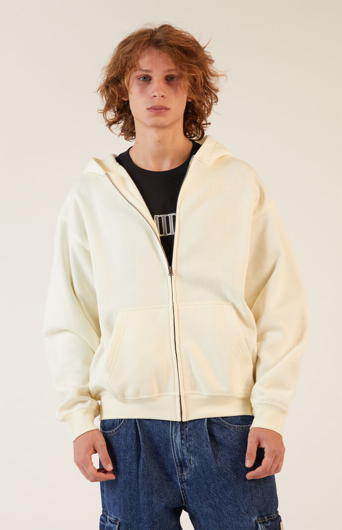 PacSun Cream Vintage Wash Full Zip Hoodie | PacSun
