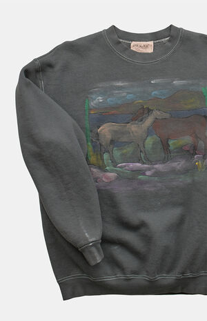 '90s Horses Painting Crew Neck Sweatshirt image number 2