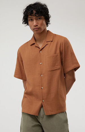 Brown Cherry Bowl Oversized Camp Shirt image number 1