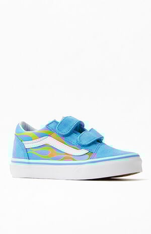 Kids Turquoise Hot Flame V Old Skool Shoes image number 1